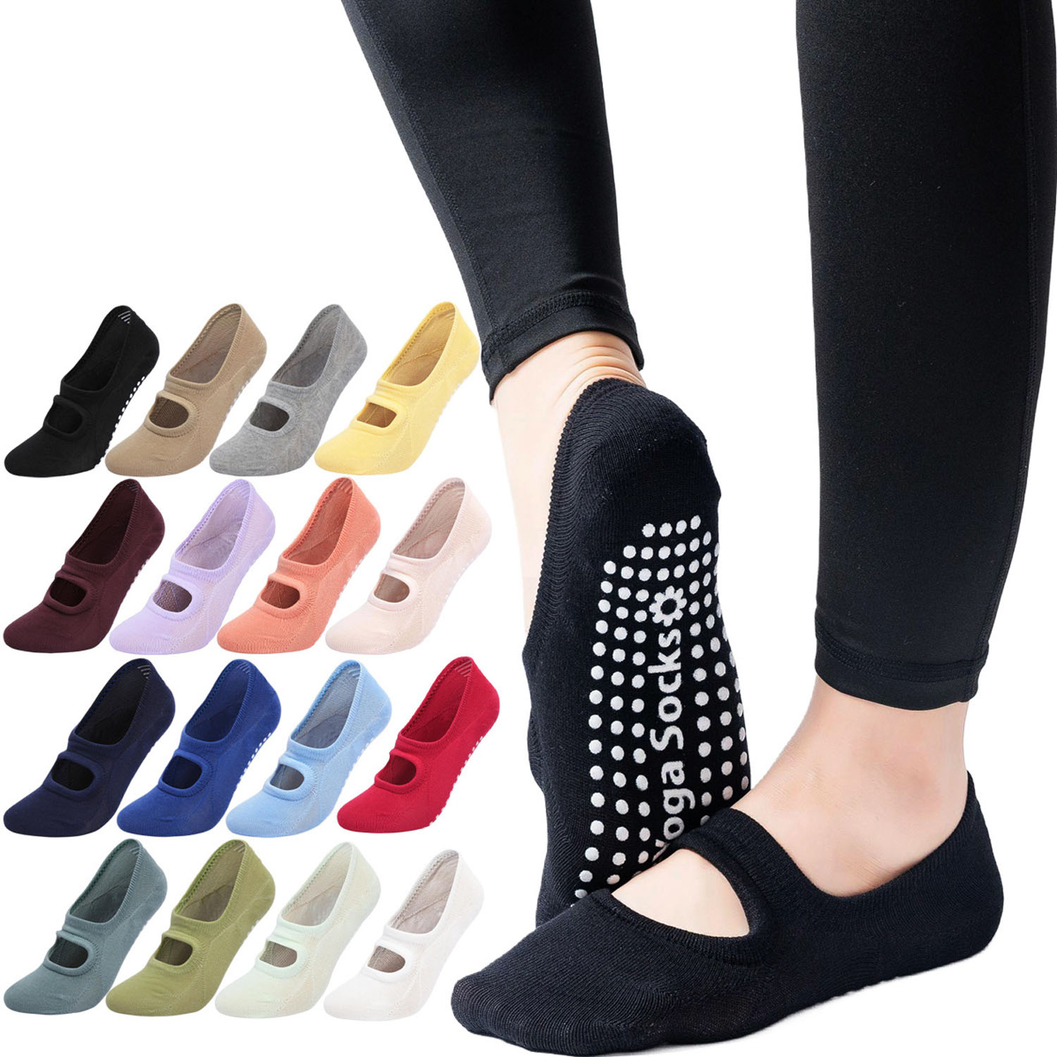 Grip Sock Yoga - Hochwertige Damen Yoga-Socken Rutschfest Atmungsaktiv Rückenfreie