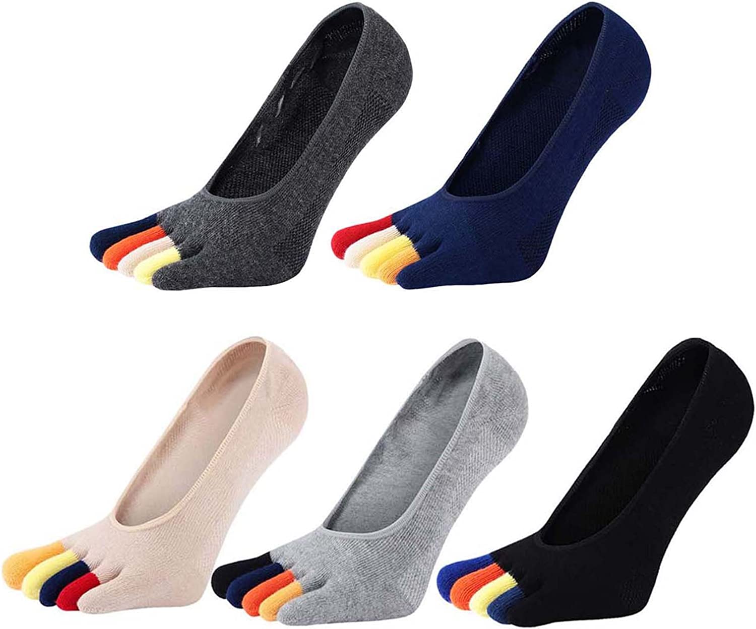 Invisibility Sock Loafer - 5 Paar Herren-Loafer-Socken mit Zehenpartie, modisch