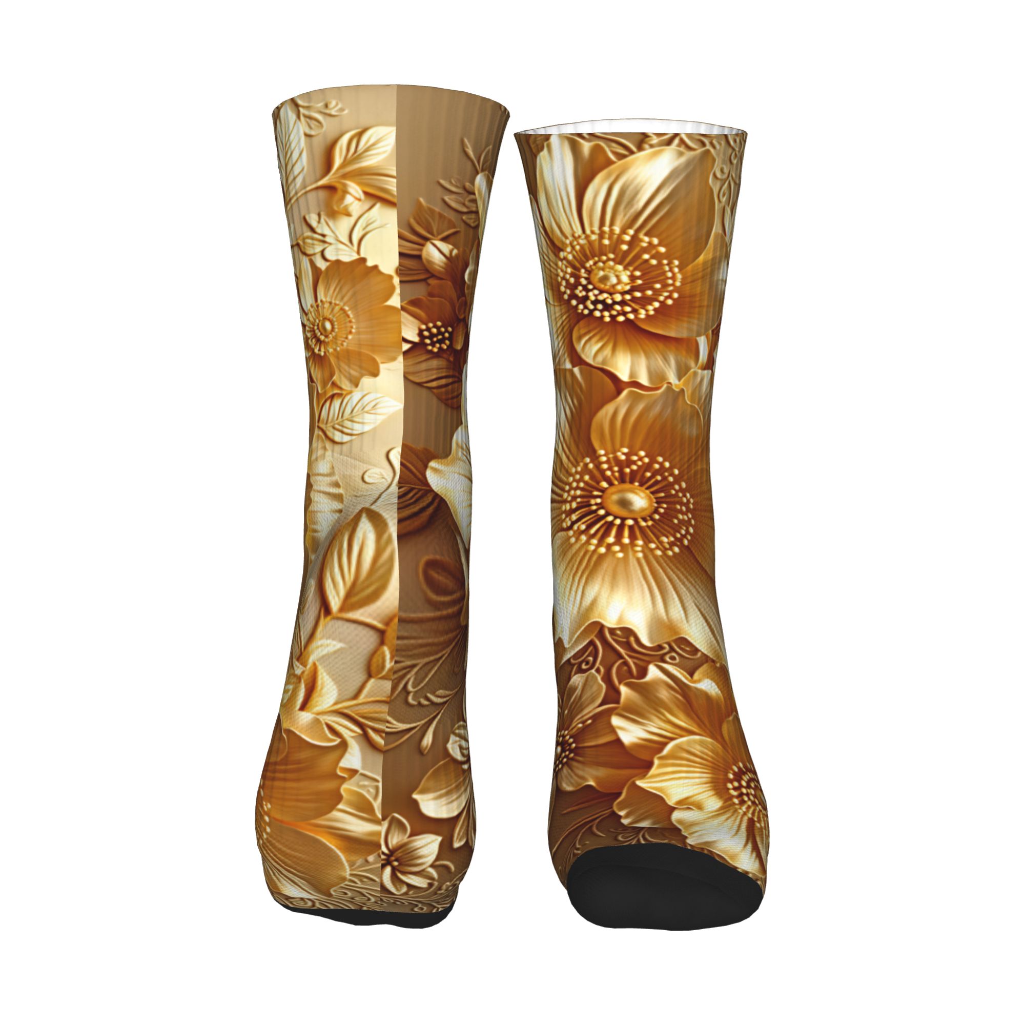 3D-geprägte goldene Blumenmust – Dress Sock Men Bewertung und Preis